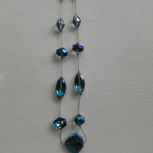 Pale blue crystal necklace on silver chain